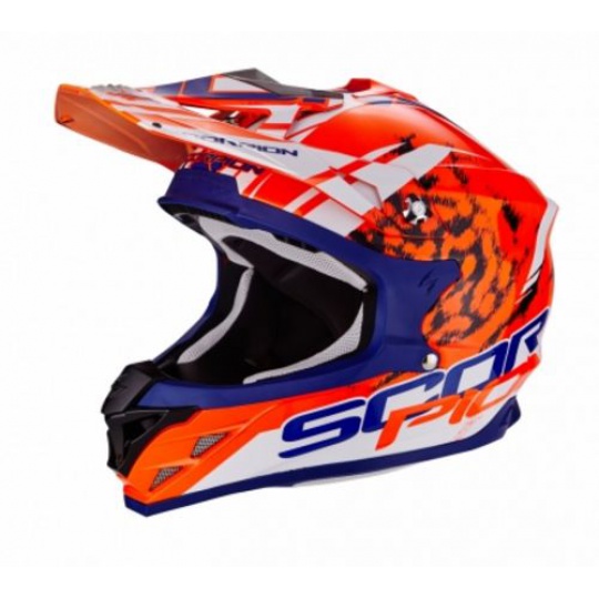 Moto přilba SCORPION VX-15 EVO AIR KISTUNE oranžovo/modro/bílá