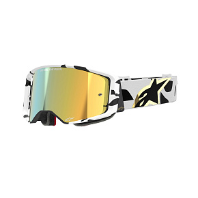 brýle SUPERTECH CORP, ALPINESTARS (bílá/zlatá, zrcadlové zlaté plexi)